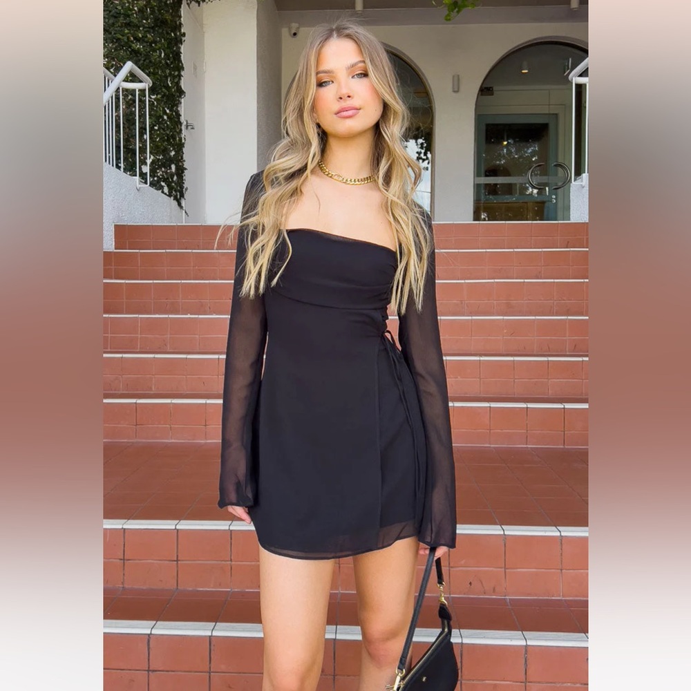 Lucy Black Long Sleeve Mini Dress